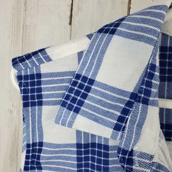 Eden and Olivia Plaid Button Down Tank Top Blue White Size XL - Picture 6 of 10